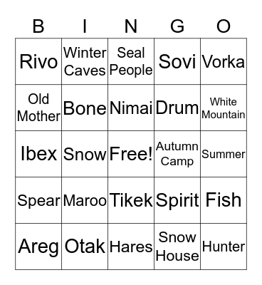 Maroo of the winter caves by, Ann Turnbull Bingo Card