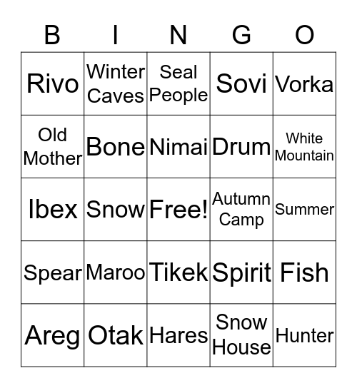 Maroo of the winter caves by, Ann Turnbull Bingo Card