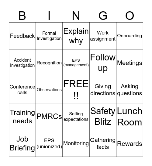 "Engaging Employees at CN" Bingo Card