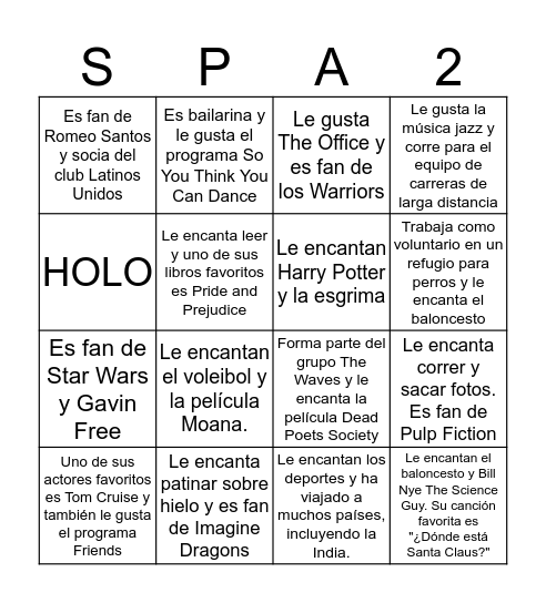 Español 2 Acc- Halloween Bingo 2017 Bingo Card