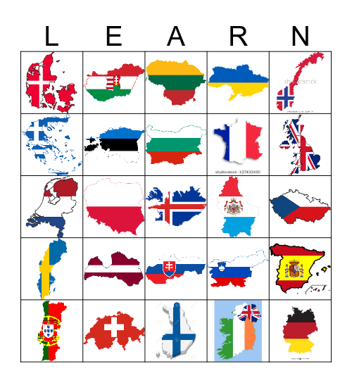 COUNTRIES IN EUROPE Bingo Card