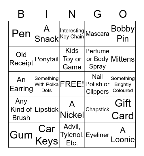PURSE BINGO Card