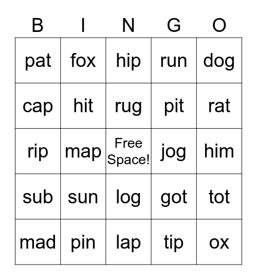 Word Bingo Card