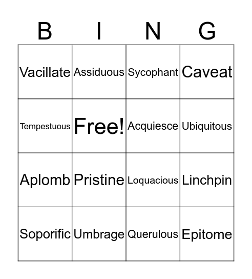 cookies Bingo Card
