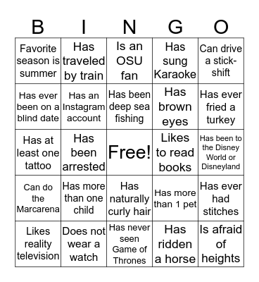 Find Someone Who... Bingo Card