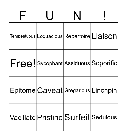 Review  Bingo Card