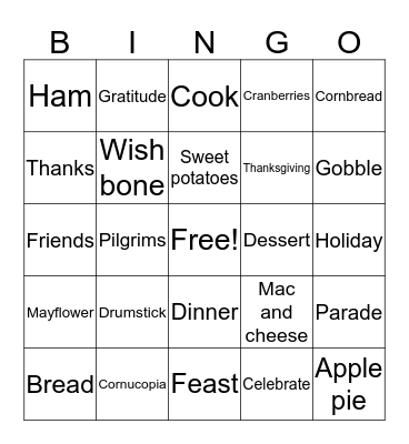 Thanksgiving Bingo Card