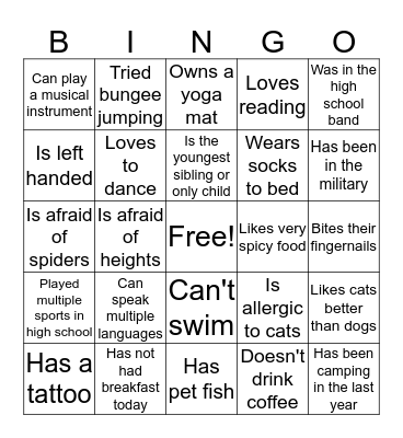 Find Someone Who: Bingo Card