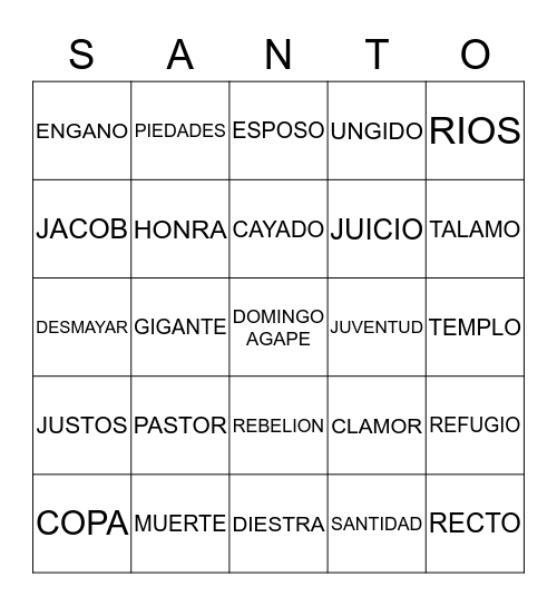 TEMPLO EMANUEL: DOMINGO AGAPE Bingo Card
