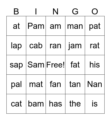 lesson 1 and 2  Bingo Card