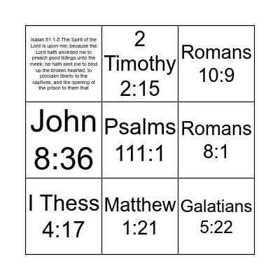 Bible Bingo Card