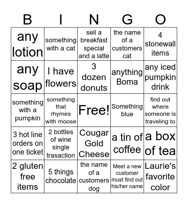 Moose Crew November 4th Bingo Card