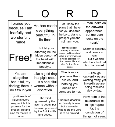 NEW BEGINNINGS Bingo Card