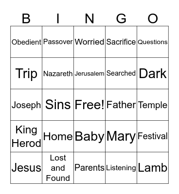 Lost and Found Bingo Card