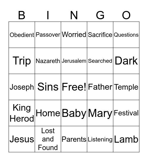 Lost and Found Bingo Card