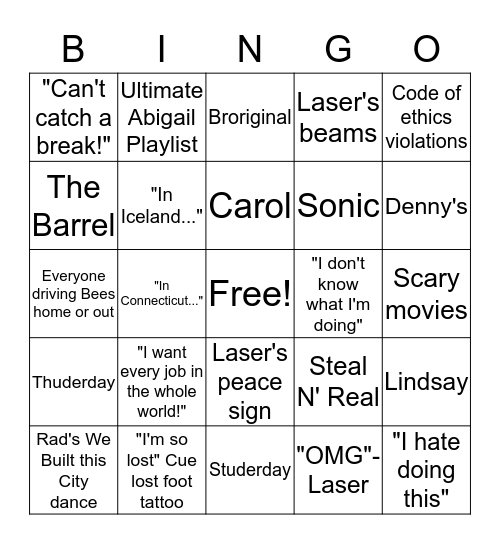 Our  Bingo Card
