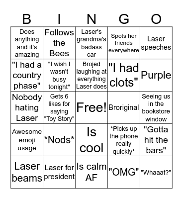 Laser Bingo Card