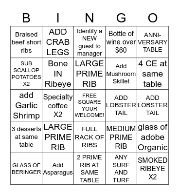 CHOP BINGO  Bingo Card