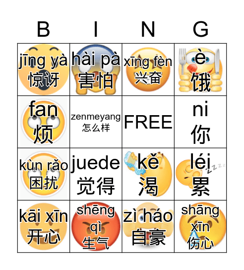 你觉得怎么样 Bingo Card