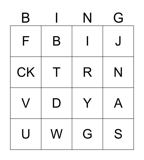 Scholars 2A-2D Phonics Bingo Card