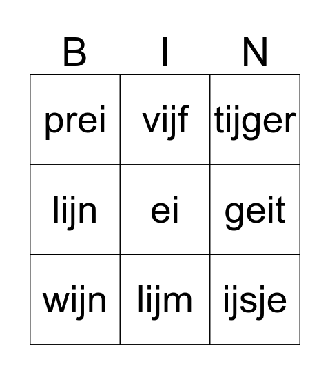 ei-ij  Bingo Card
