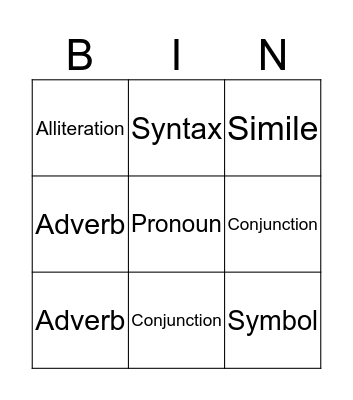 Language Bingo Card