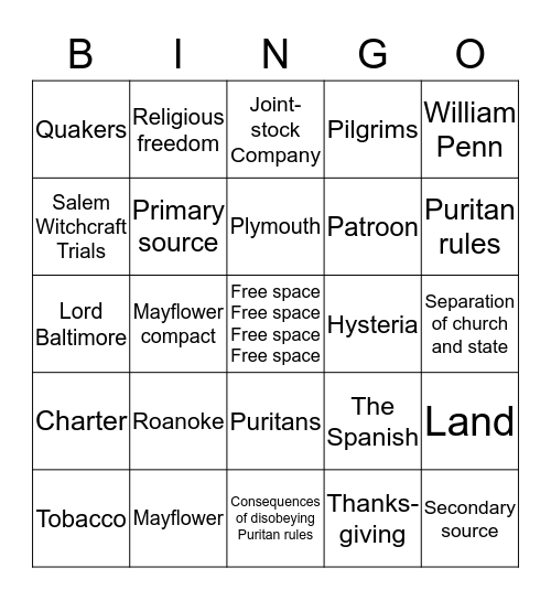 iPad bingo Card