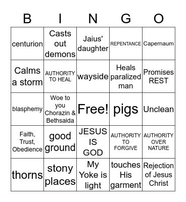 MATTHEW 1 - 13 Bingo Card