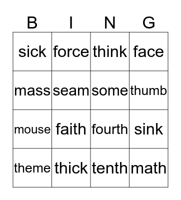 Th & S Bingo Card