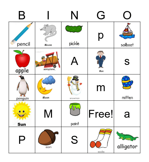 Letter & Sounds Bingo Card