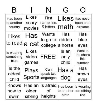 Group Bingo Card