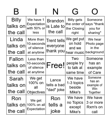 BS Call Bingo Card