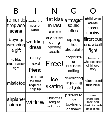 Hallmark Christmas Movie Bingo Card