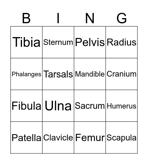 Bone Bingo Card