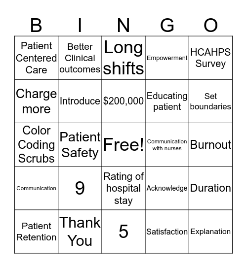 Client Satisfaction Bingo Card