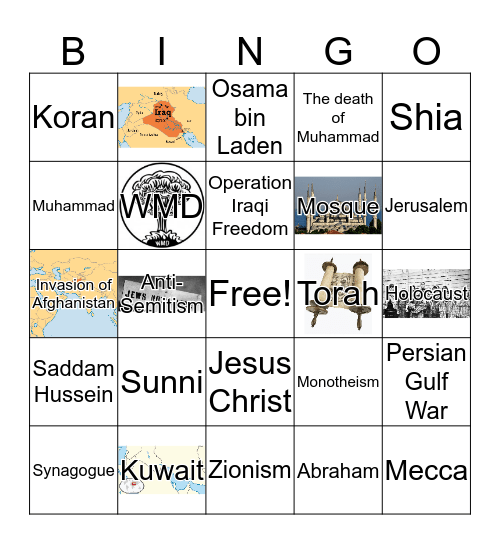 Middle East History Bingo Card