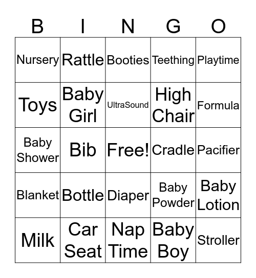 Baby Bingo Card