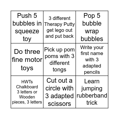 OTR539 Hand Skills Bingo Card