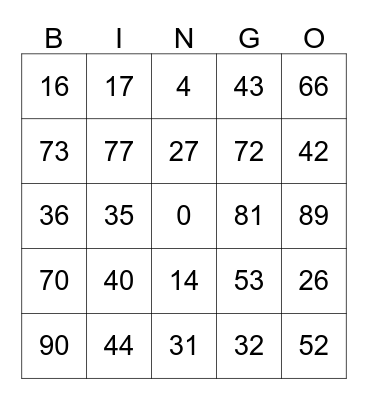 SBU Thanksgiving BINGO 2017 Bingo Card
