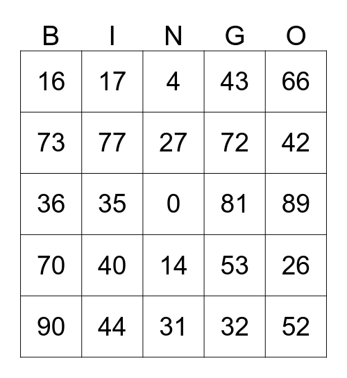 SBU Thanksgiving BINGO 2017 Bingo Card
