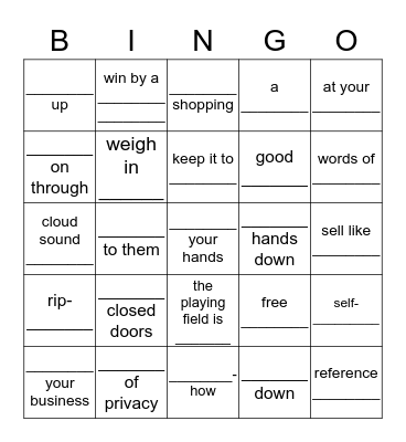 Units 1-2-3 Bingo Card