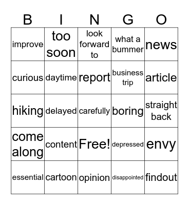 5-4 Bingo Card