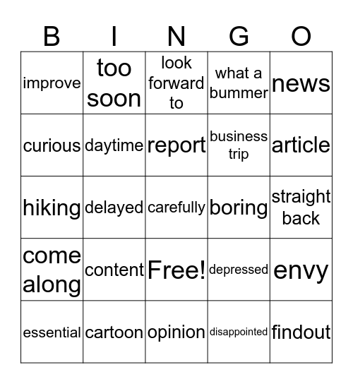 5-4 Bingo Card