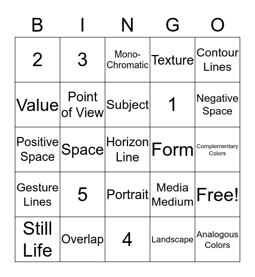 ART Bingo Card