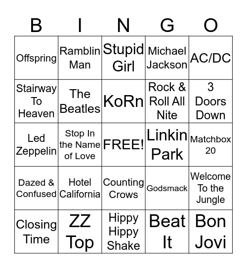 "ROCK OUR SERVICE" Bingo Card