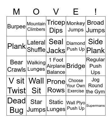 FITNESS BINGO Card