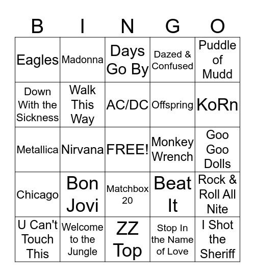 "ROCK OUR SERVICE" Bingo Card