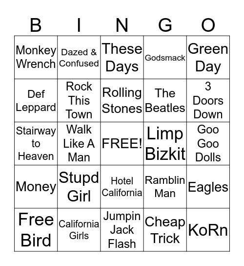 "ROCK OUR SERVICE" Bingo Card