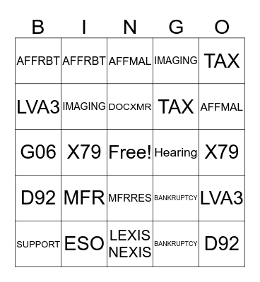 BK DOC EX Bingo Card