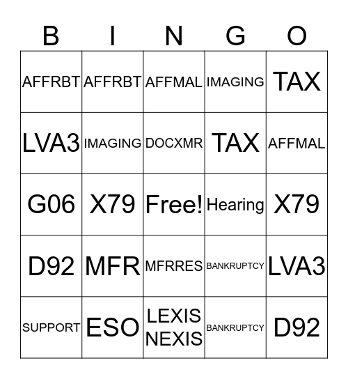 BK DOC EX Bingo Card